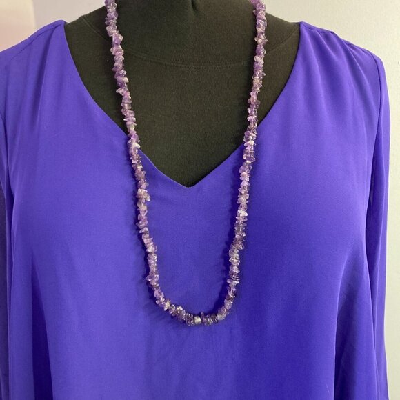 Amethyst Chip Single Strand Necklace - Picture 1 of 5